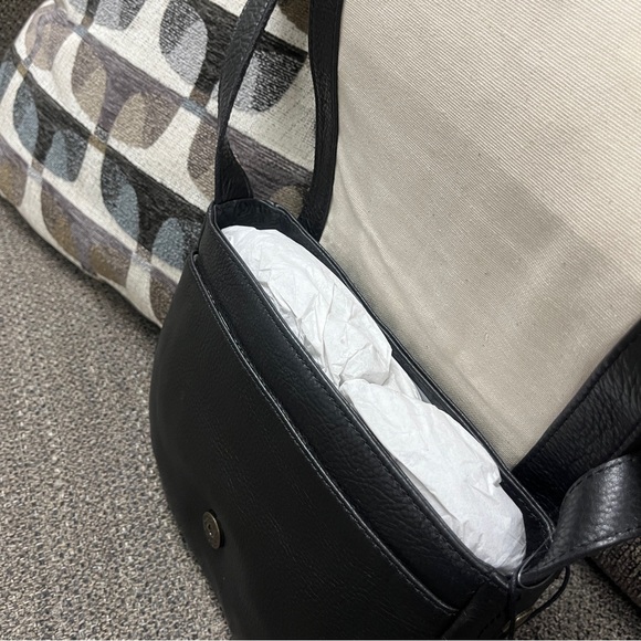 FRYE Charlene Embroidered Small Saddle Black Genuine Leather Crossbody Bag - Picture 6 of 7